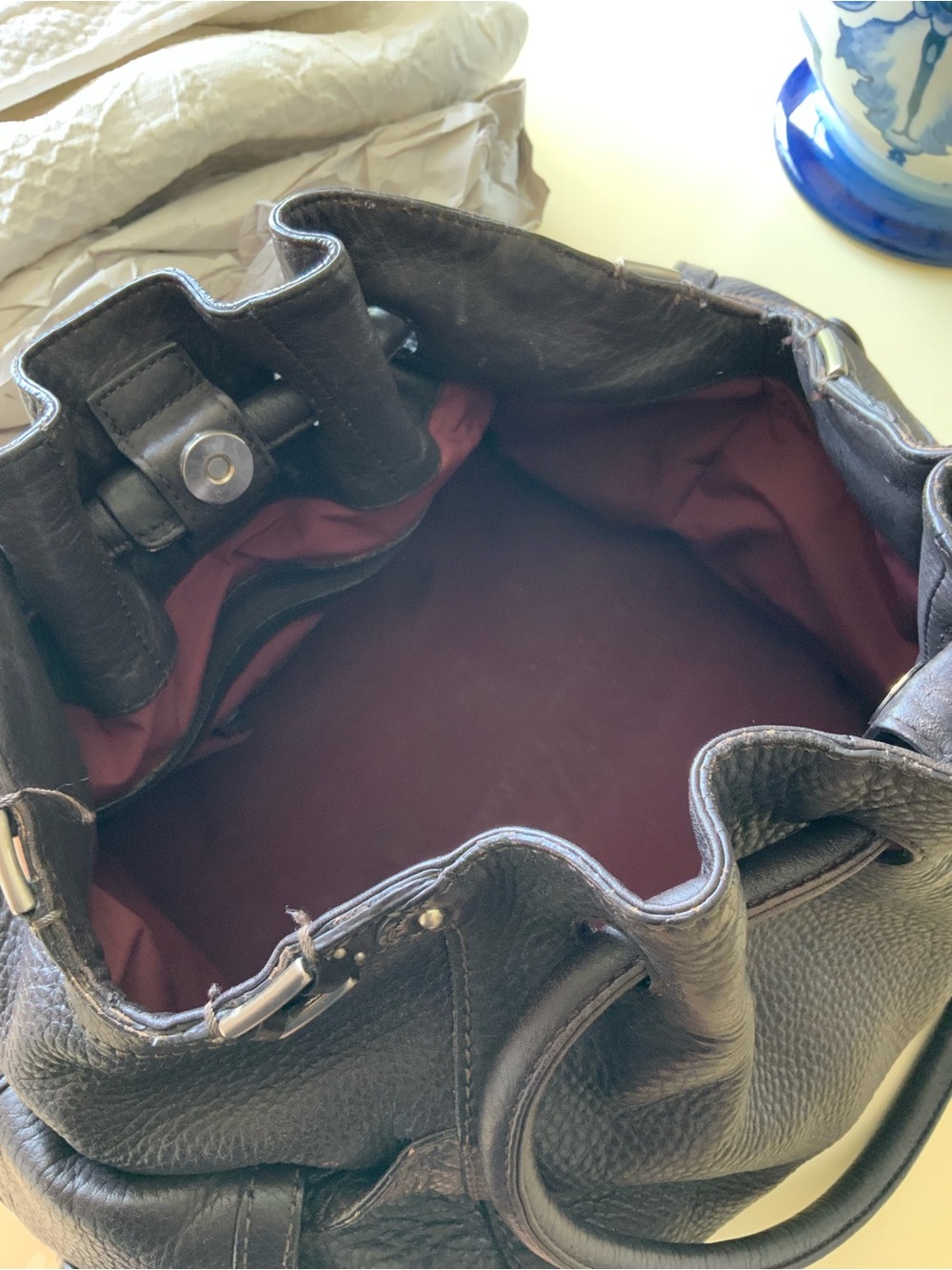 Cole Haan Dark Brown Pebbled Leather Shoulder Bag - Picture 9 of 10